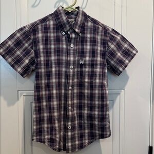Cinch Kids blue and White Plaid Button-Down Shirt